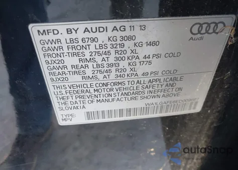 2014 Audi Q7 3.0T Premium Plus from USA, damaged, VIN WA1LGAFE6ED009667